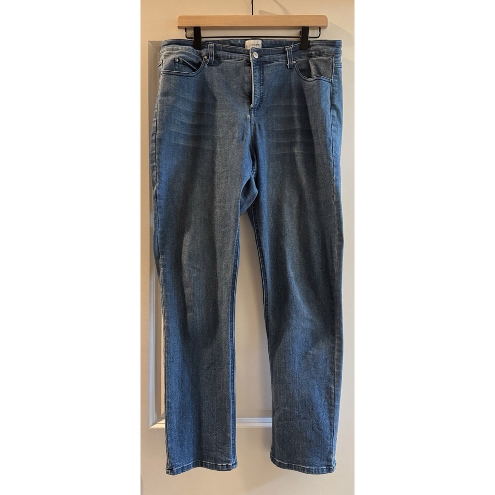 Ecru Abbott Slouchy Jeans Womens 28 Blue Stretch Denim Straight Leg Mid Rise